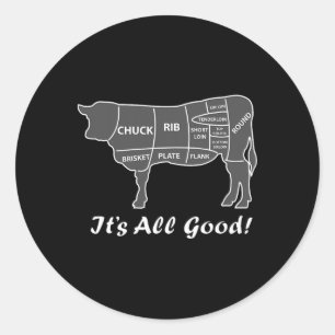Aangepaste Grafische BBQ Rundvlees Brisket Steak R Ronde Sticker