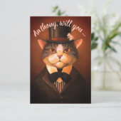 Aangepaste grappige bruidegom kat wees mijn getuig kaart (Staand voorkant)