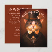 Aangepaste grappige bruidegom kat wees mijn getuig kaart (Voorkant / Achterkant)