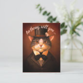 Aangepaste grappige bruidegom kat word mijn getuig uitnodiging briefkaart (Staand voorkant)