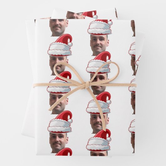 Aangepaste grappige gezicht inpakpapier kerst (In situ)
