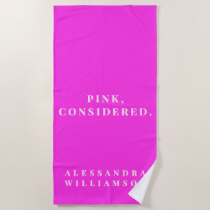 Aangepaste Grappige Heet Neon Roze Minimalistische Strandlaken