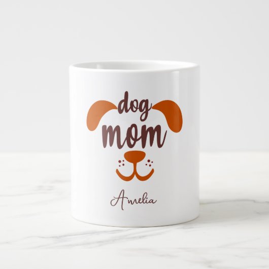 Aangepaste Grappige Hond Moeder Script Naam  Extra Grote Beker (Voorkant)