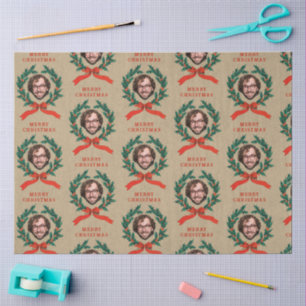 Aangepaste Grappige Kerstkrans Gezicht Foto Kraft Tissuepapier