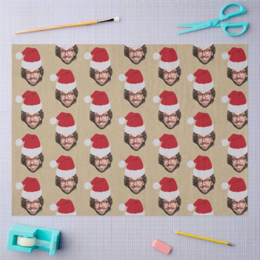 Aangepaste Grappige Kerstman Hoed Gezicht Foto Kra Tissuepapier (Craft)