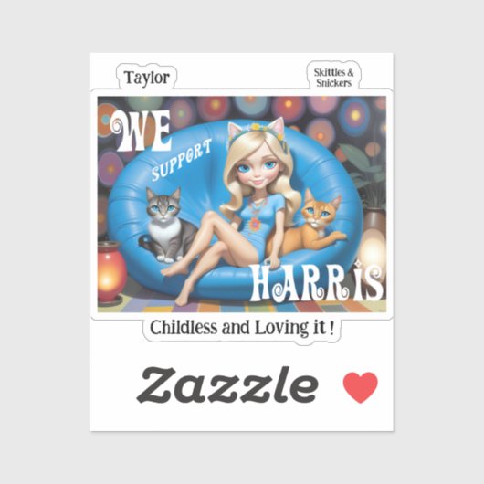 Aangepaste Grappige Kinderloze Kat Dames KAMALA 20 Sticker (Vel)