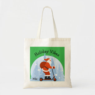 Aangepaste Grappige Moderne Kerstman Kerstvakantie Tote Bag