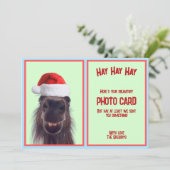 Aangepaste Grappige Paard Pun Verplichte Foto Feestdagenkaart (Staand voorkant)