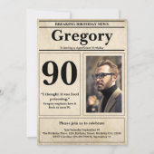 Aangepaste Grappige Quote Retro Krant 90e Verjaard Kaart (Voorkant)