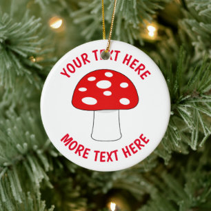 Aangepaste grappige rode paddestoel kerstboom orna keramisch ornament