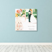 Aangepaste Gray Floral Monogram Weduwfoto Collage Canvas Afdruk (Insitu (Houten vloer))