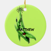 Aangepaste Green Bean Cartoon Keramisch Ornament (Achterkant)