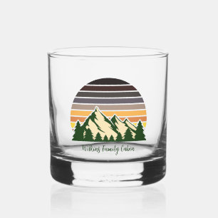 Aangepaste Green Forest Mountain Cabin Whisky Glas