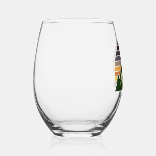 Aangepaste Green Forest Mountain Cabin Wijnglas Zonder Voet (Rechts)