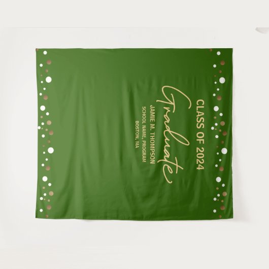 Aangepaste Green Gold Class van 2024 afstuderen Wandkleed (Voorkant (horizontaal))