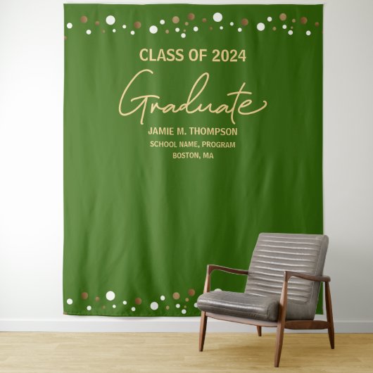Aangepaste Green Gold Class van 2024 afstuderen Wandkleed (In situ)