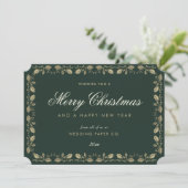 Aangepaste Green Gold Holly Business-kerstKaarten Feestdagenkaart (Staand voorkant)