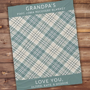 Aangepaste Green Plaid Grappige Opa van Kleinkinde Fleece Deken
