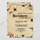 Aangepaste griezelige Halloween-kostuumfeestuitnod Kaart (Voorkant / Achterkant)