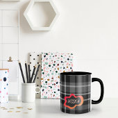Aangepaste grijs en wit plaid Coffee Mok