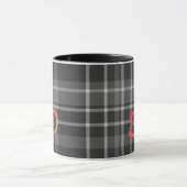 Aangepaste grijs en wit plaid Coffee Mok (Midden)