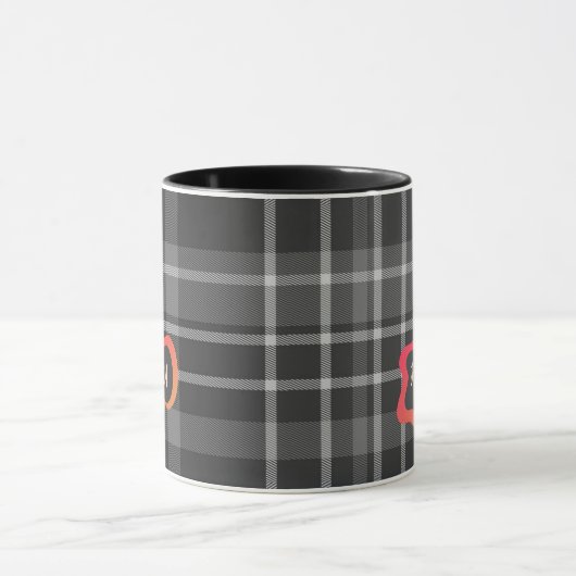 Aangepaste grijs en wit plaid Coffee Mok (Midden)