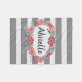 Aangepaste grijs, koraalflorale flacon fleece deken (Voorkant (Horizontaal))