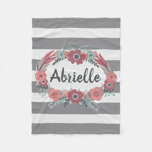 Aangepaste grijs, koraalflorale flacon fleece deken (Voorkant)