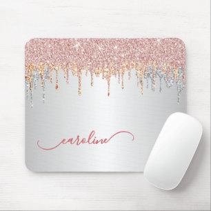 Aangepaste Grijs Zilver Roze Goud Glitter Muismat