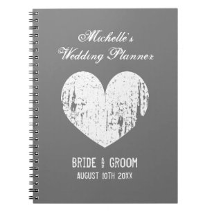 Aangepaste grijze bruiloft planner organizer notit notitieboek