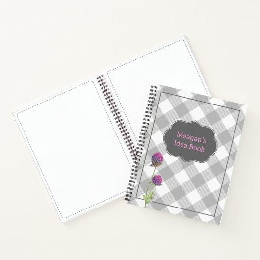 Aangepaste grijze buffels en bloemen notitieboek (Binnen)