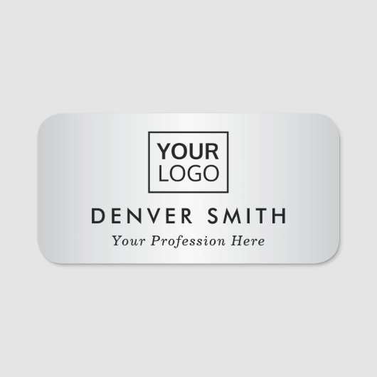 Aangepaste grijze gradiëntnaam en titel van logo naamplaatje (Voorkant)