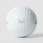 Aangepaste grijze monogram en Gold Script Name Tay Golfballen (Voorkant)
