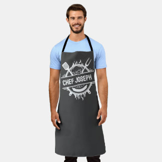 Aangepaste Grijze Naam Chef Grill Cook Vaderdag Gi Schort