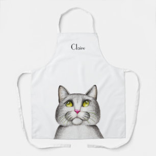 Aangepaste grijze poes kat schort