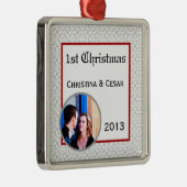 Aangepaste grijze rode formele print metalen ornament (Rechts)