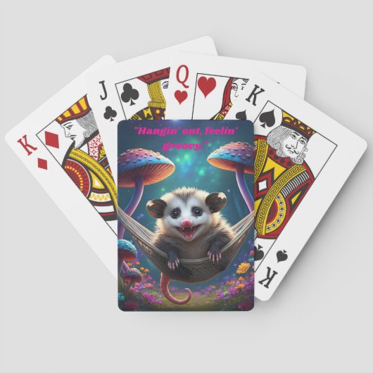 Aangepaste grillige Opossum Psychedelic Hippie Pokerkaarten (Achterkant)