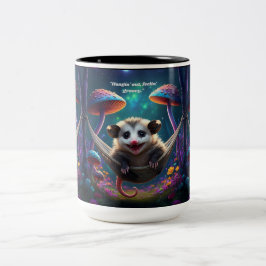Aangepaste grillige Opossum Psychedelic Hippie Tweekleurige Koffiemok