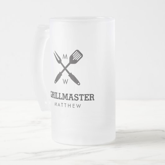 Aangepaste grillmaster-Mok Matglas Bierpul (Voorkant links)