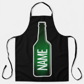 Aangepaste groene bierfles BBQ schort voor mannen (Voorkant)