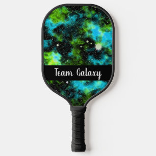 Aangepaste groene blauwe melkweg kosmische ruimte pickleball paddle