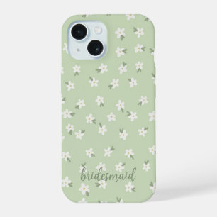 Aangepaste groene bloementelefoonhoesje iPhone 15 hoesje