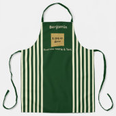 Aangepaste Groene & Cream Stripe Schort (Voorkant)