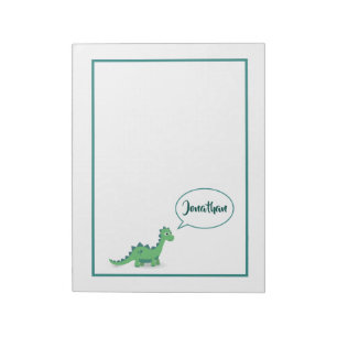 Aangepaste groene dinosaurus-kinder laptop notitieblok