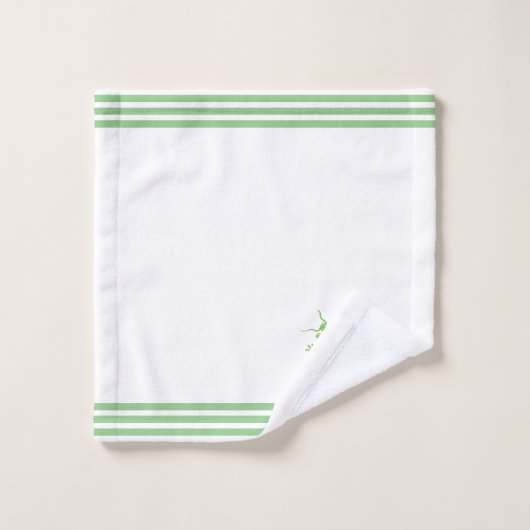 Aangepaste groene draak & drie strepen op wit bad handdoek (Wasdoekje)