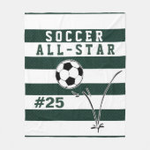 Aangepaste, groene en witte SOCCER Blanket Fleece Deken (Voorkant)