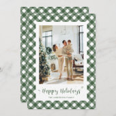 Aangepaste groene en witte speldenfotofeestkaarten feestdagenkaart (Voorkant / Achterkant)