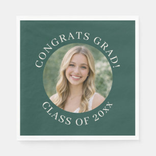 Aangepaste groene foto afstudeercongrats afstudeer servet