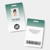 Aangepaste groene foto bar code logo naam verloop badge (Voor- en achterkant)