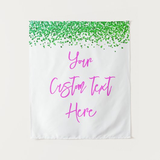 Aangepaste Groene Glitter Verjaardagsfeest Fotocab Wandkleed (Voorkant)